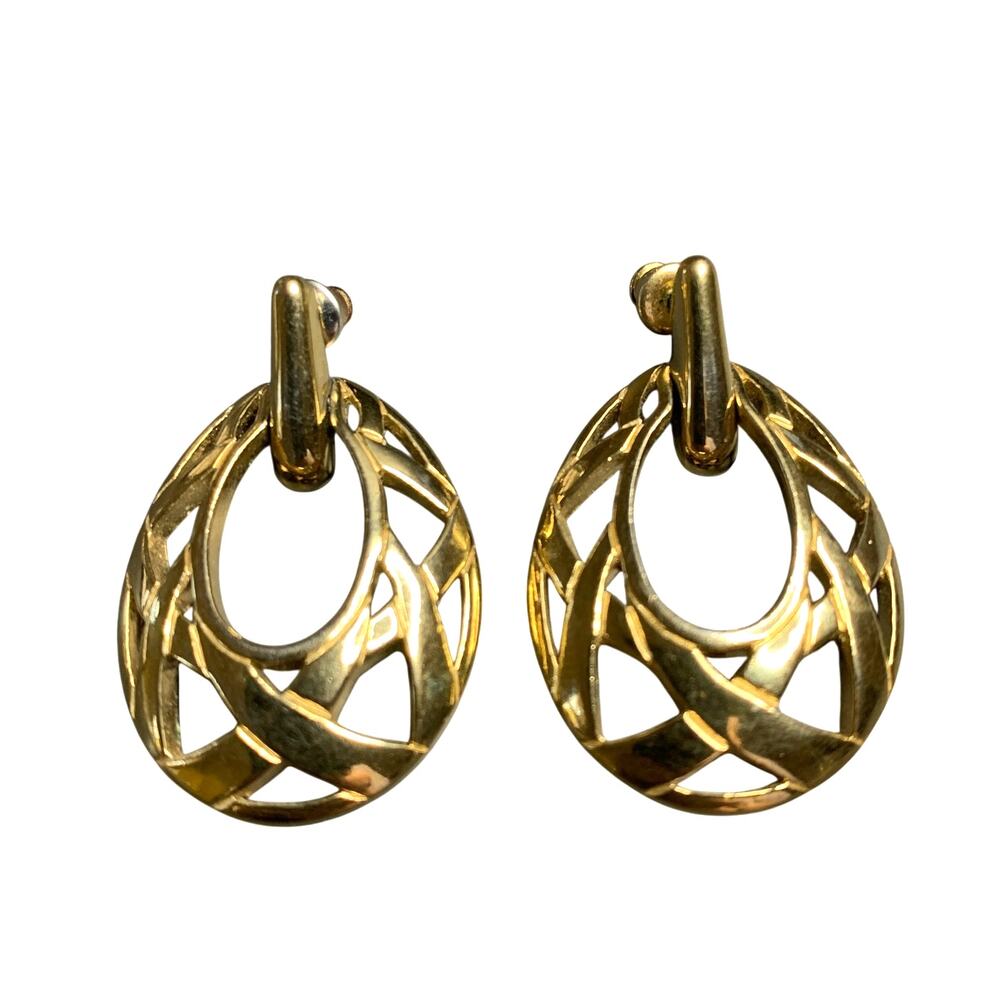 Vintage Trifari Openwork Earrings Gold-Tone Pierced